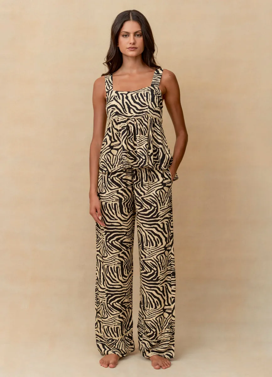 Maaji Black Zebra Owl Sleeveless Pant Set sold by Maaji