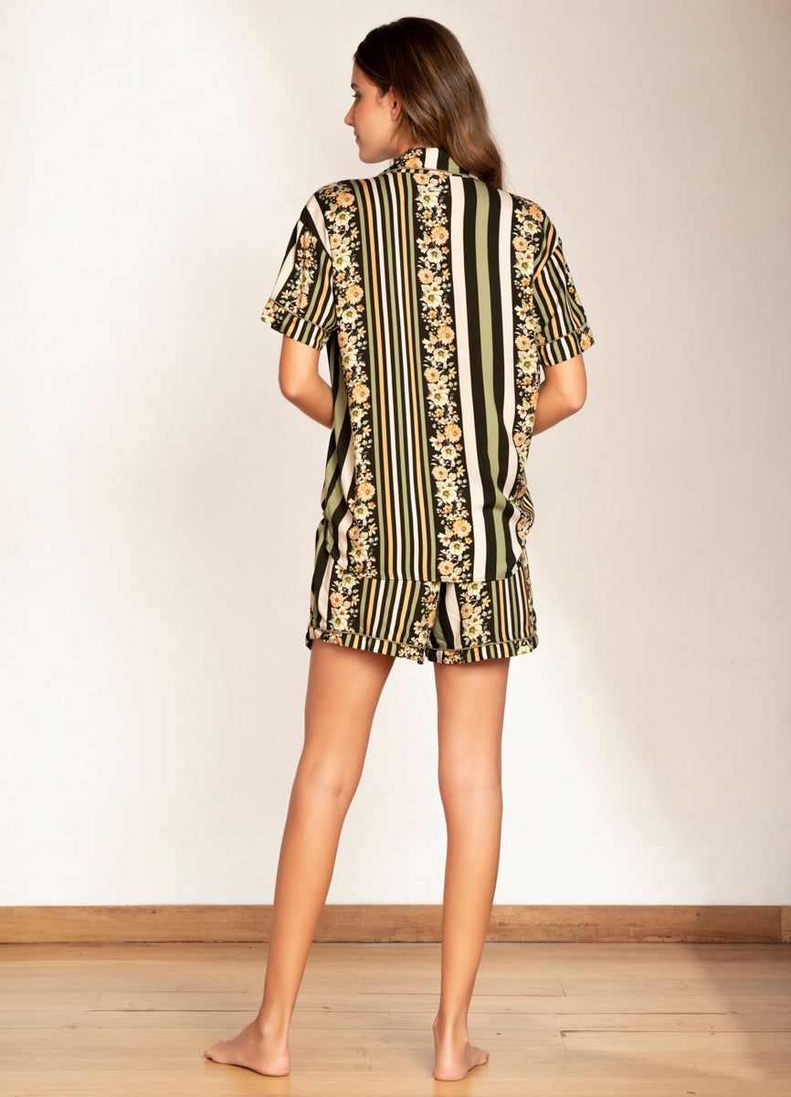 Maaji Pinstripe Flower Slumber Short Sleeve Short Set sold by Maaji product image thumbnail 2