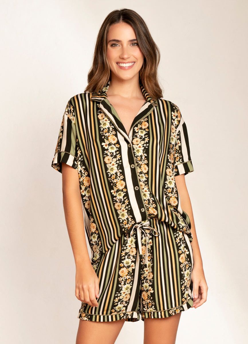 Maaji Pinstripe Flower Slumber Short Sleeve Short Set sold by Maaji product image thumbnail 3