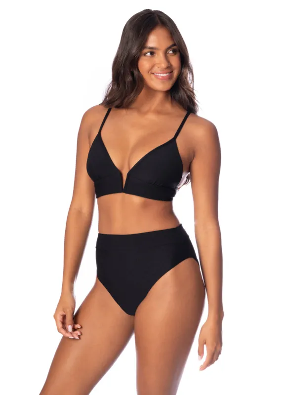 Maaji Jade Black Parade Long Line Triangle Bikini Top sold by Maaji