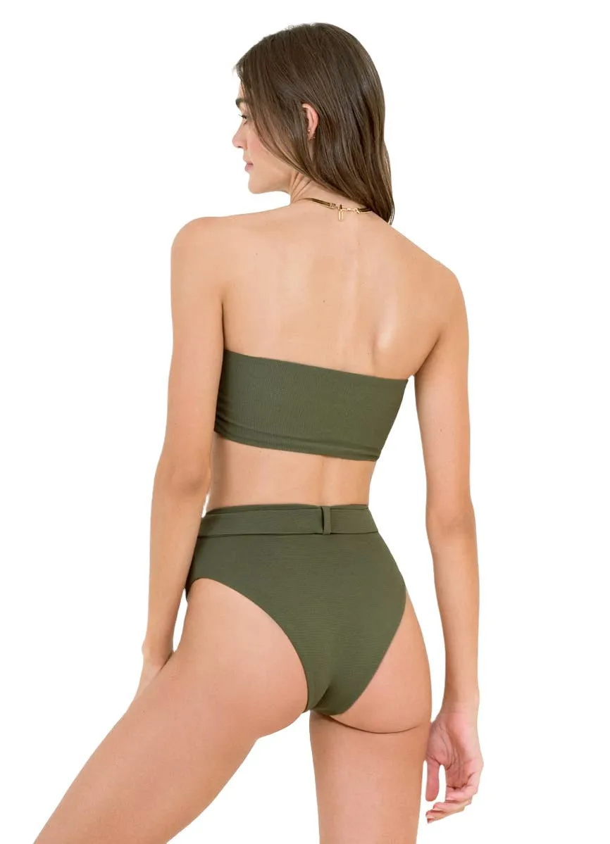 Maaji Pine Green Whitney High Rise/High Leg Bikini Bottom sold by Maaji