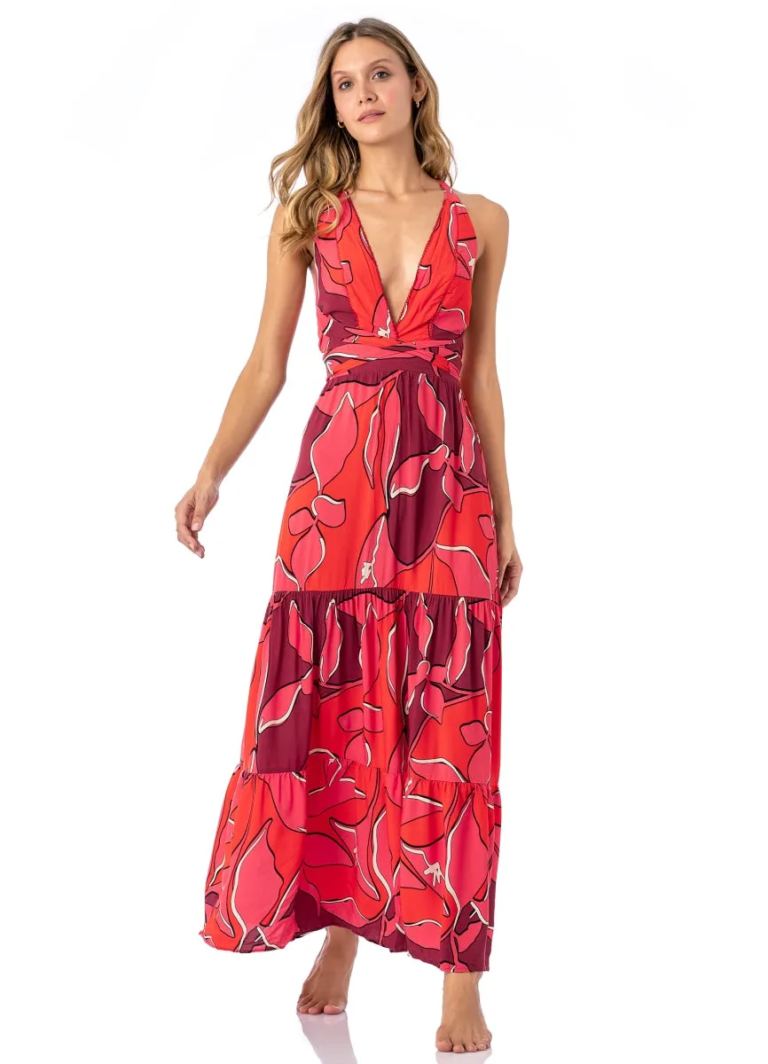 Maaji Red Foliage Dreamy Long Dress sold by Maaji