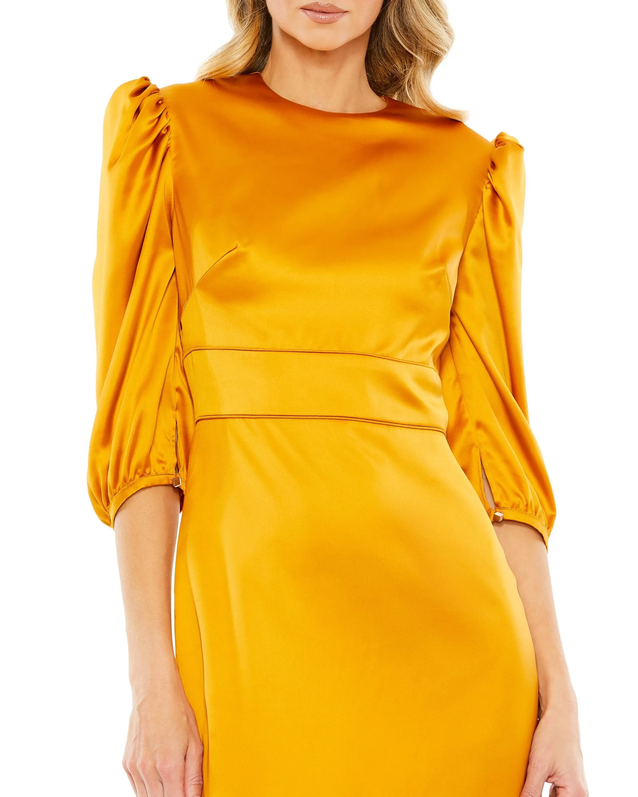 Yellow High Neck Midi Dress sold by Mac Duggal product image thumbnail 2