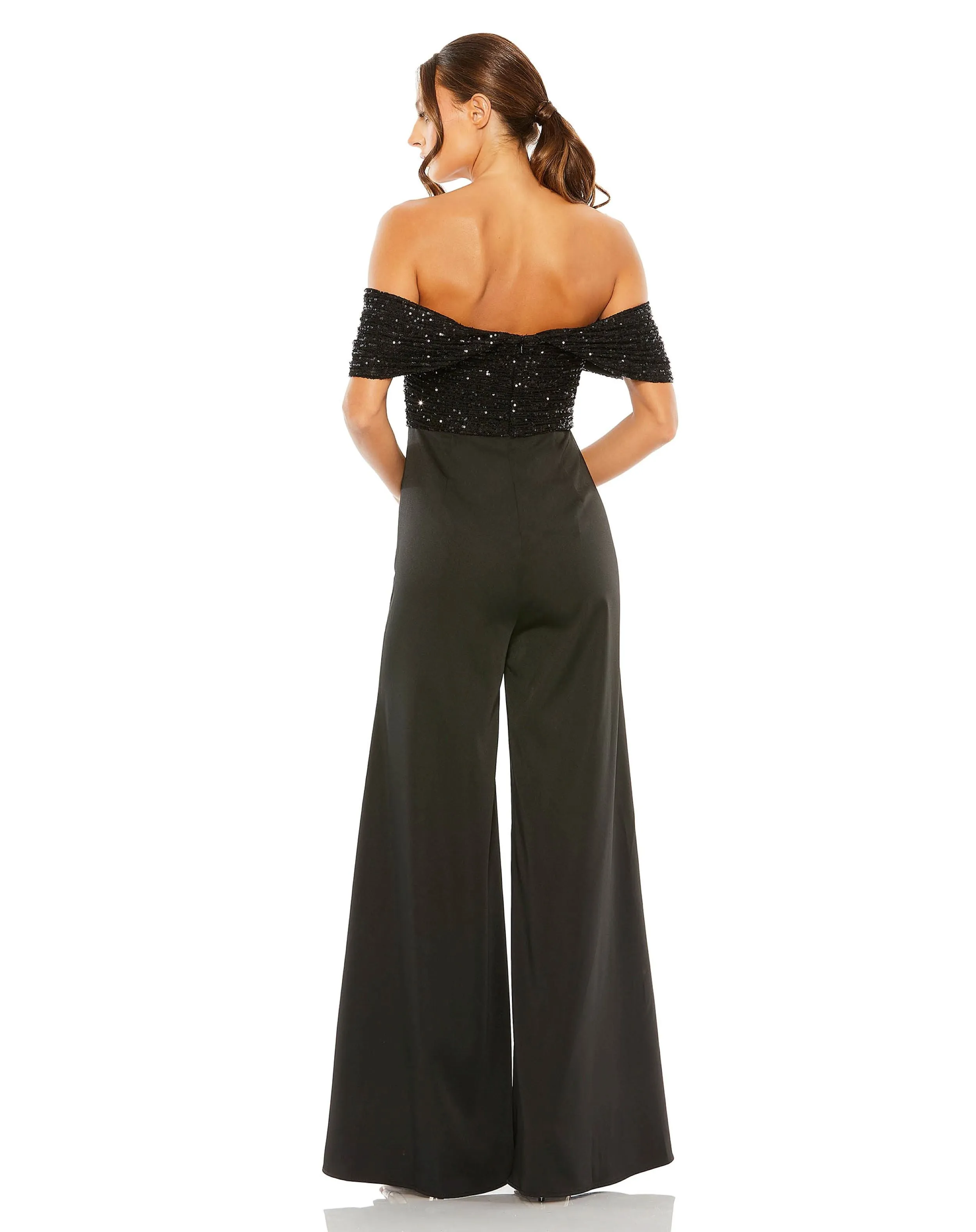 Black Sequined Off The Shoulder Jumpsuit sold by Mac Duggal product image thumbnail 3