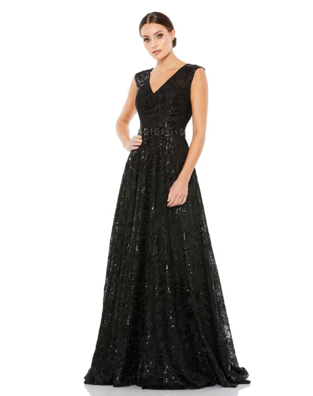 Embroidered Cap Sleeve A Line Dress sold by Mac Duggal