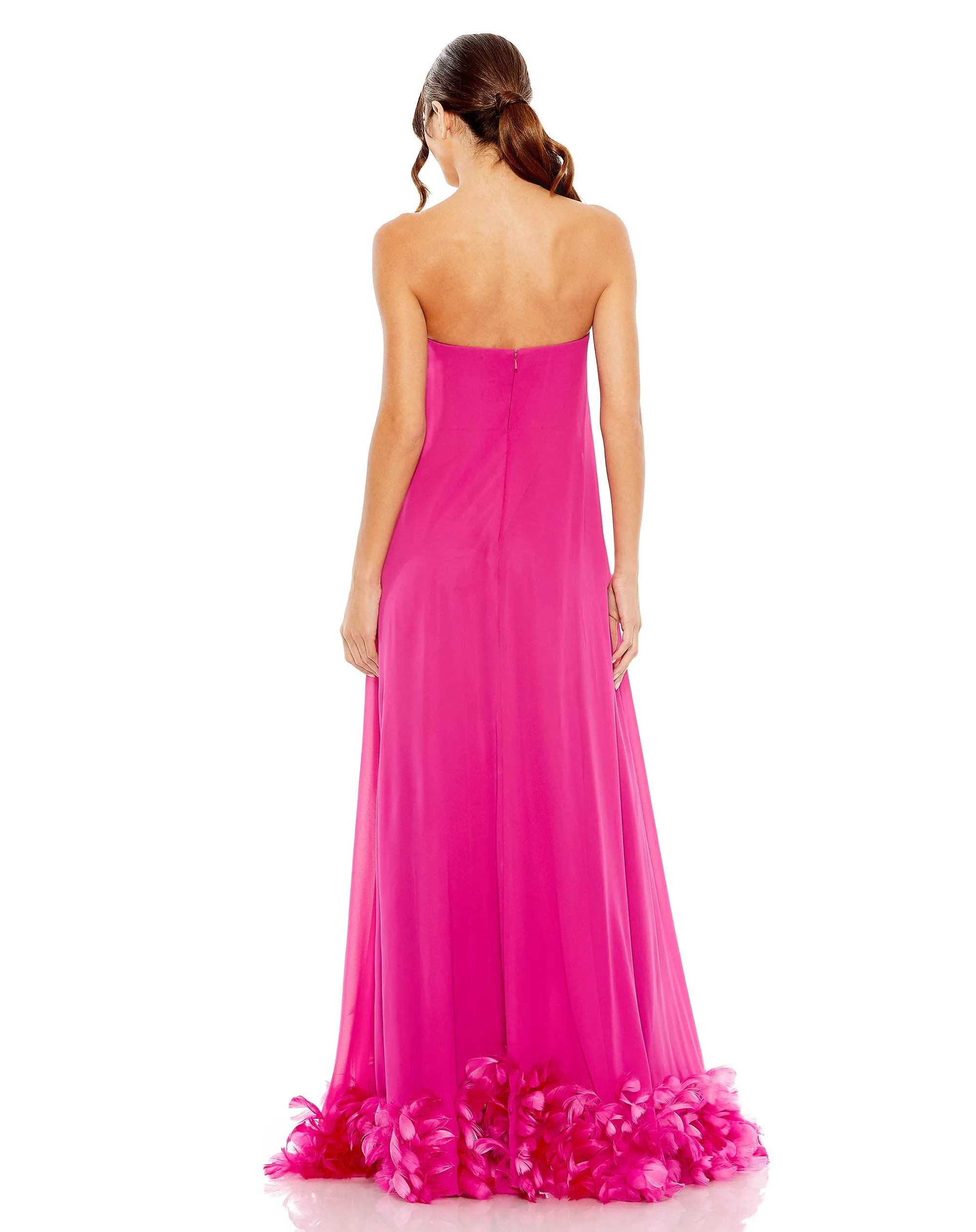Pink Strapless Flare Feather Hem Gown sold by Mac Duggal product image thumbnail 3