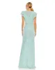 Blue Sequined High Neck Flutter Sleeve Mermaid Gown sold by Mac Duggal