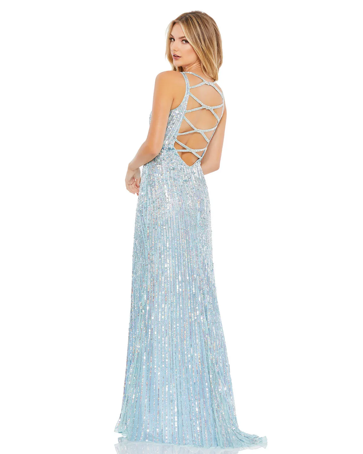 Blue Strappy Back Sequin Gown sold by Mac Duggal product image thumbnail 3