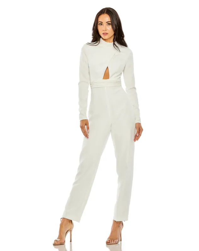 Long Sleeve Open Front Detailed Jumpsuit | Sample | Sz. 2 sold by Mac Duggal