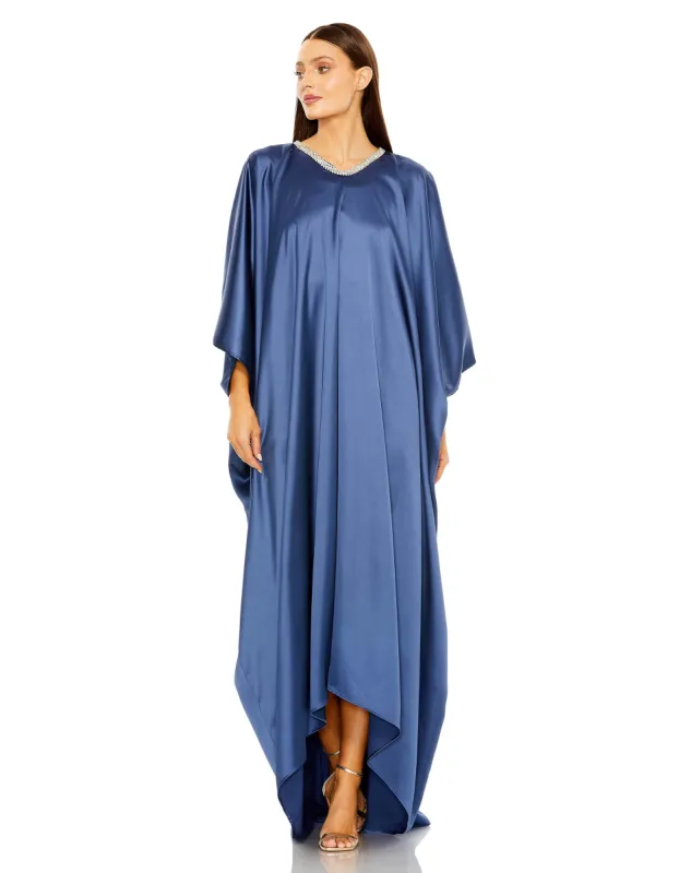 Blue Embellished High Neck Trapeze Gown sold by Mac Duggal