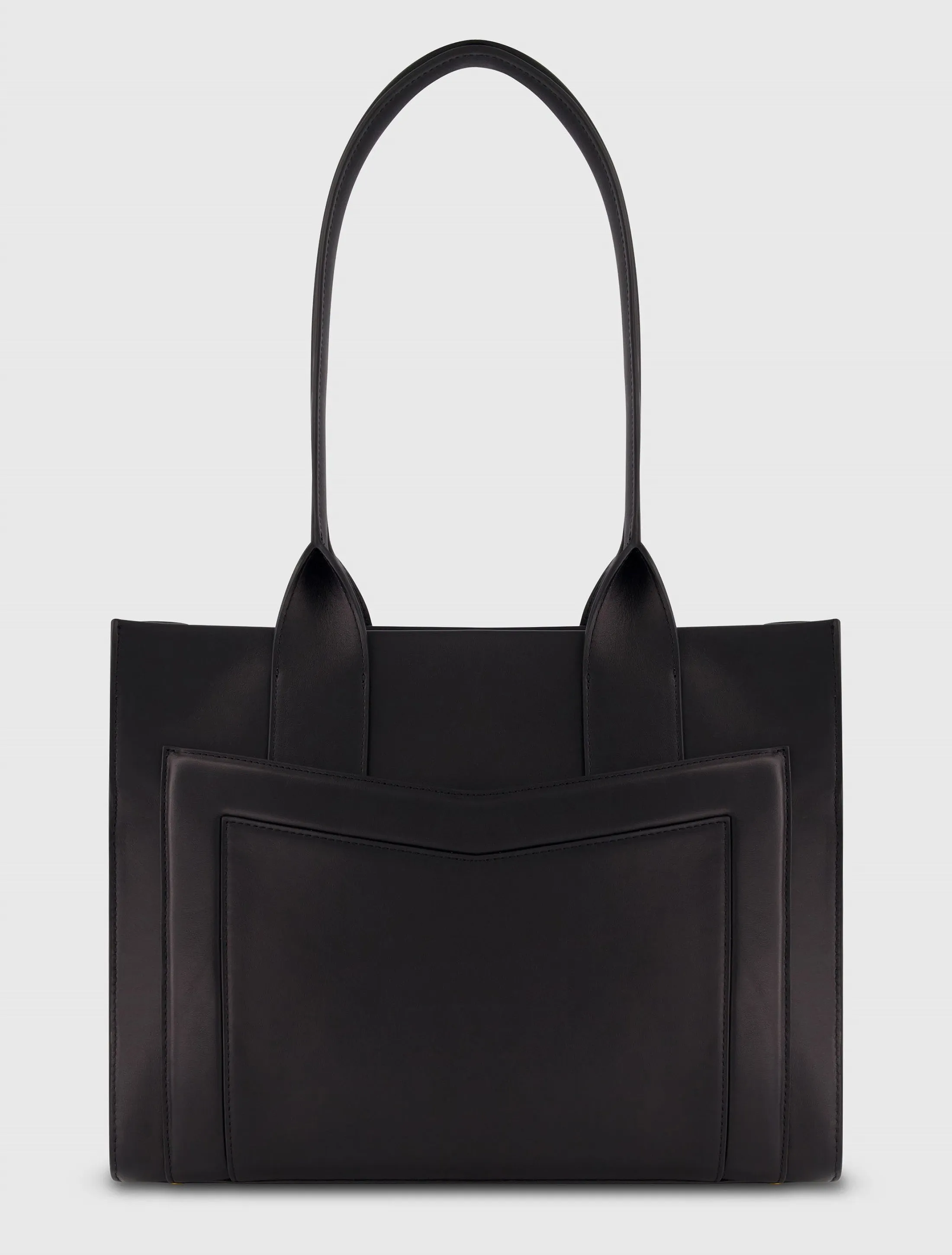 Black Large Leather Tote Bag With Gold Hardware sold by Mac Duggal product image thumbnail 3