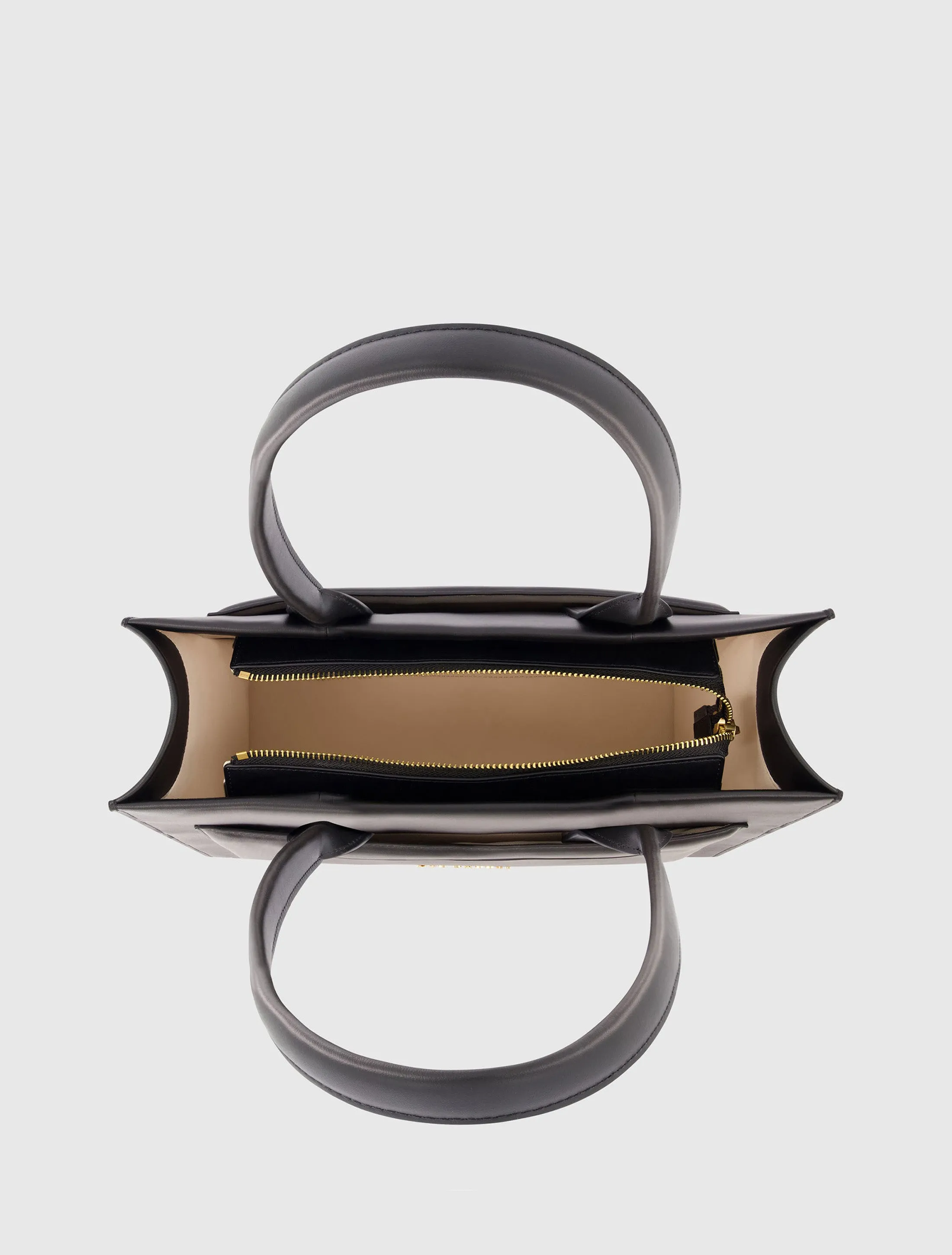 Black Large Leather Tote Bag With Gold Hardware sold by Mac Duggal product image thumbnail 4