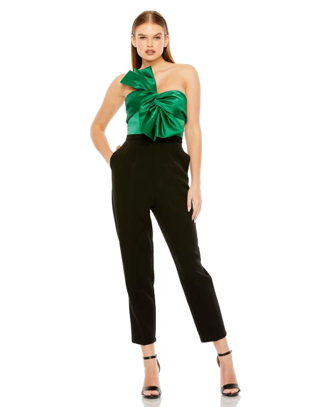 Strapless Oversized Bow Jumpsuit sold by Mac Duggal