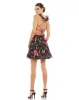 Black Ruffle Cut Out Lace Up Flowy Mini Dress sold by Mac Duggal