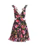 Black Ruffle Cut Out Lace Up Flowy Mini Dress sold by Mac Duggal