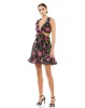 Black Ruffle Cut Out Lace Up Flowy Mini Dress sold by Mac Duggal