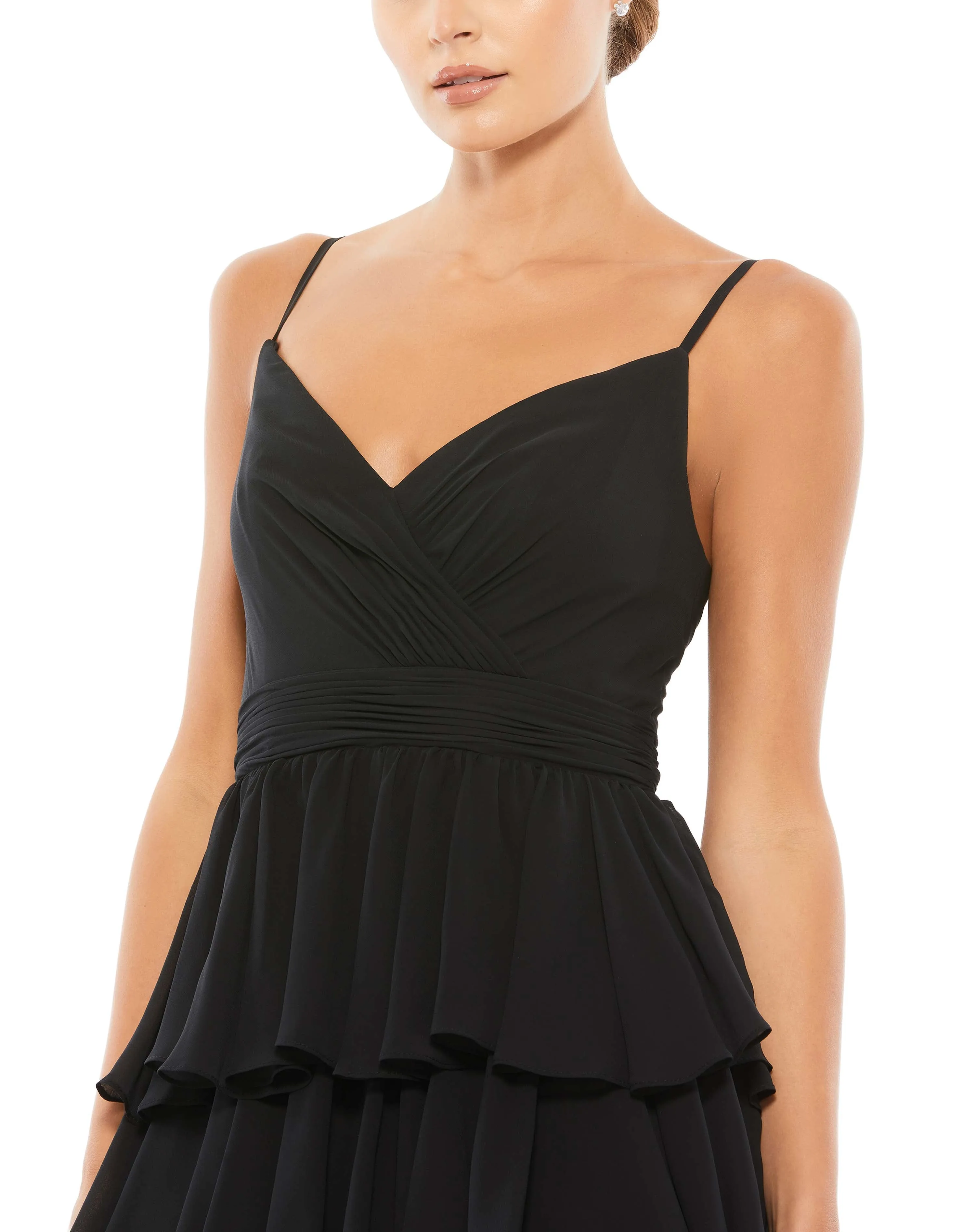 Black V-Neck Sleeveless Gown with Ruffled Skirt sold by Mac Duggal product image thumbnail 5
