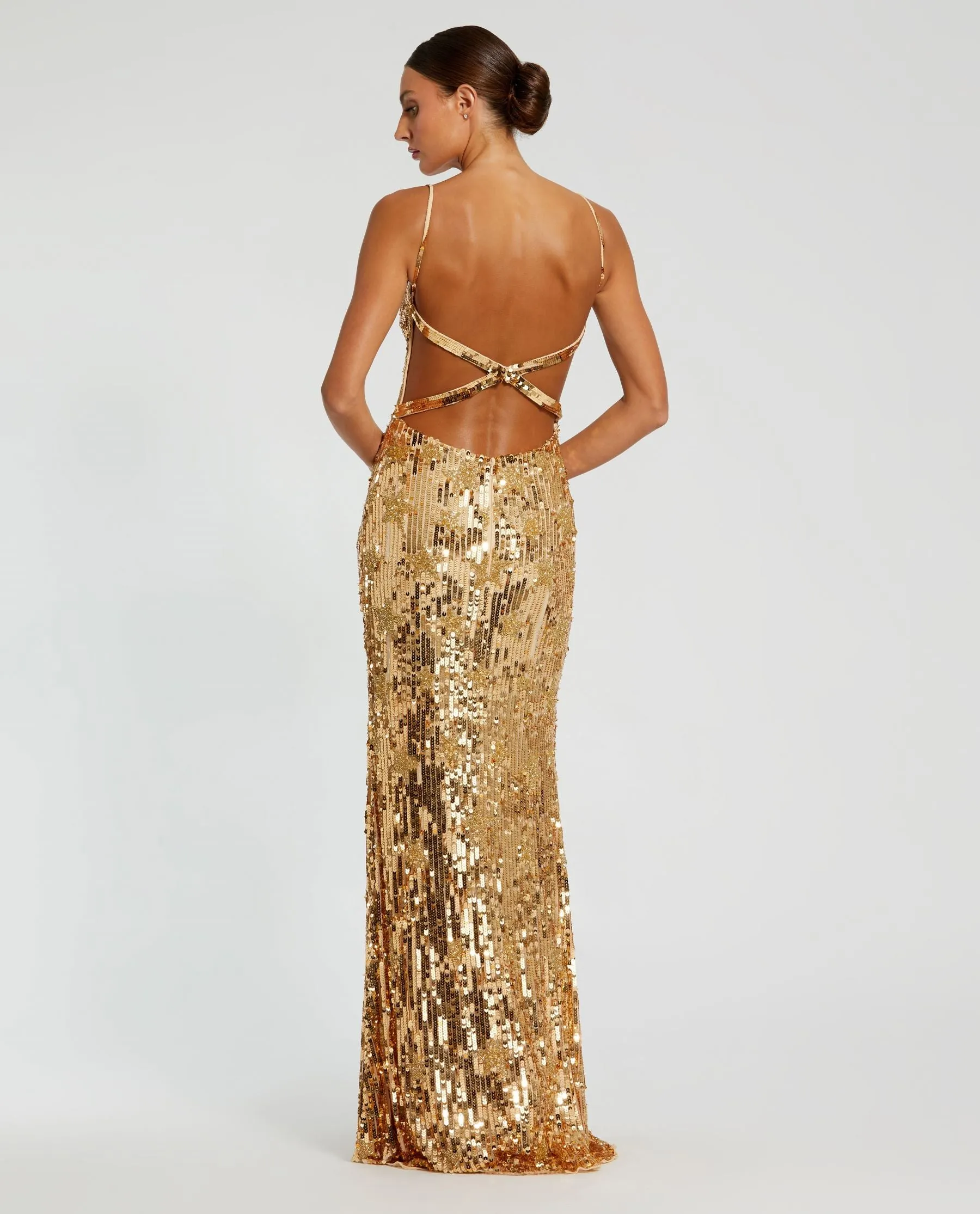 Star Beaded Detail Cross Back Gown sold by Mac Duggal product image thumbnail 3