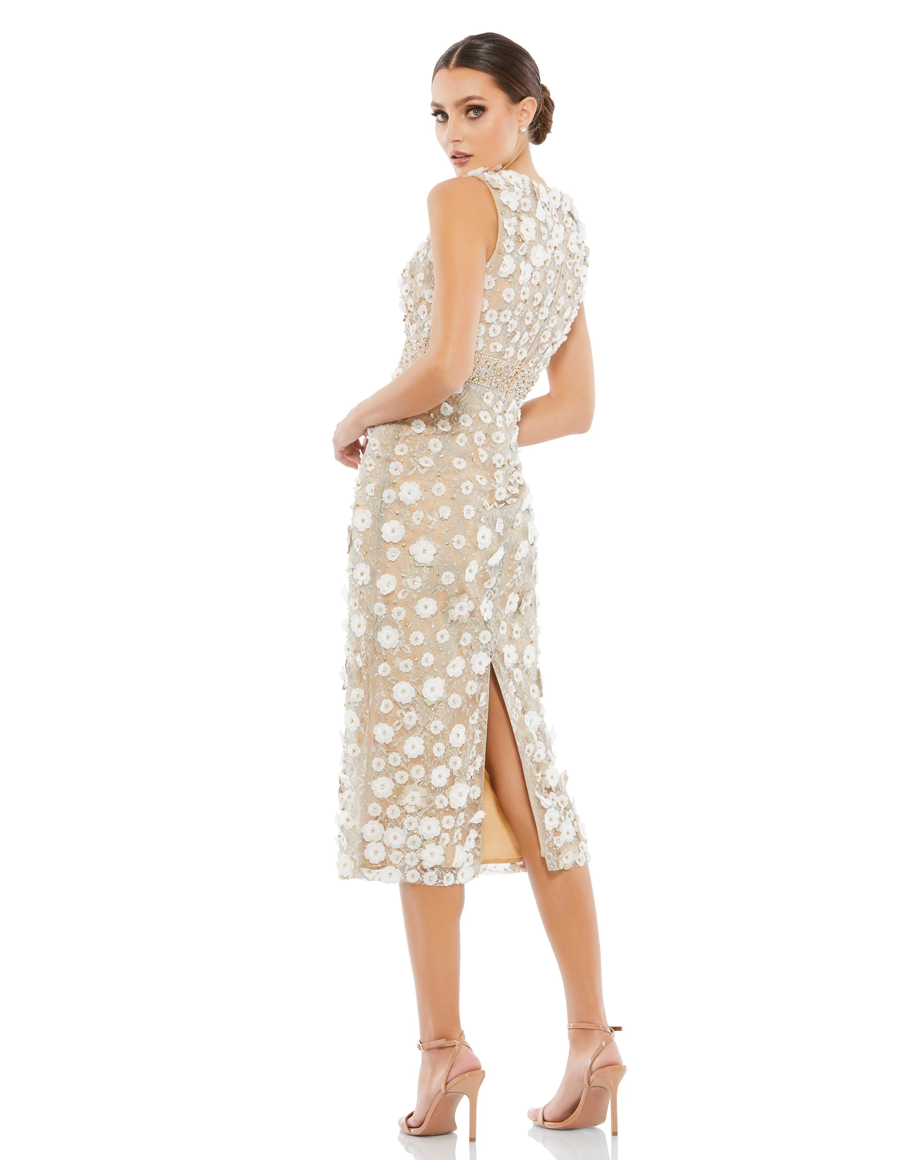 Nude Floral Applique Sleeveless Midi Dress sold by Mac Duggal product image thumbnail 5