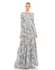 Floral Embellished Illusion Sleeve A-Line Gown sold by Mac Duggal