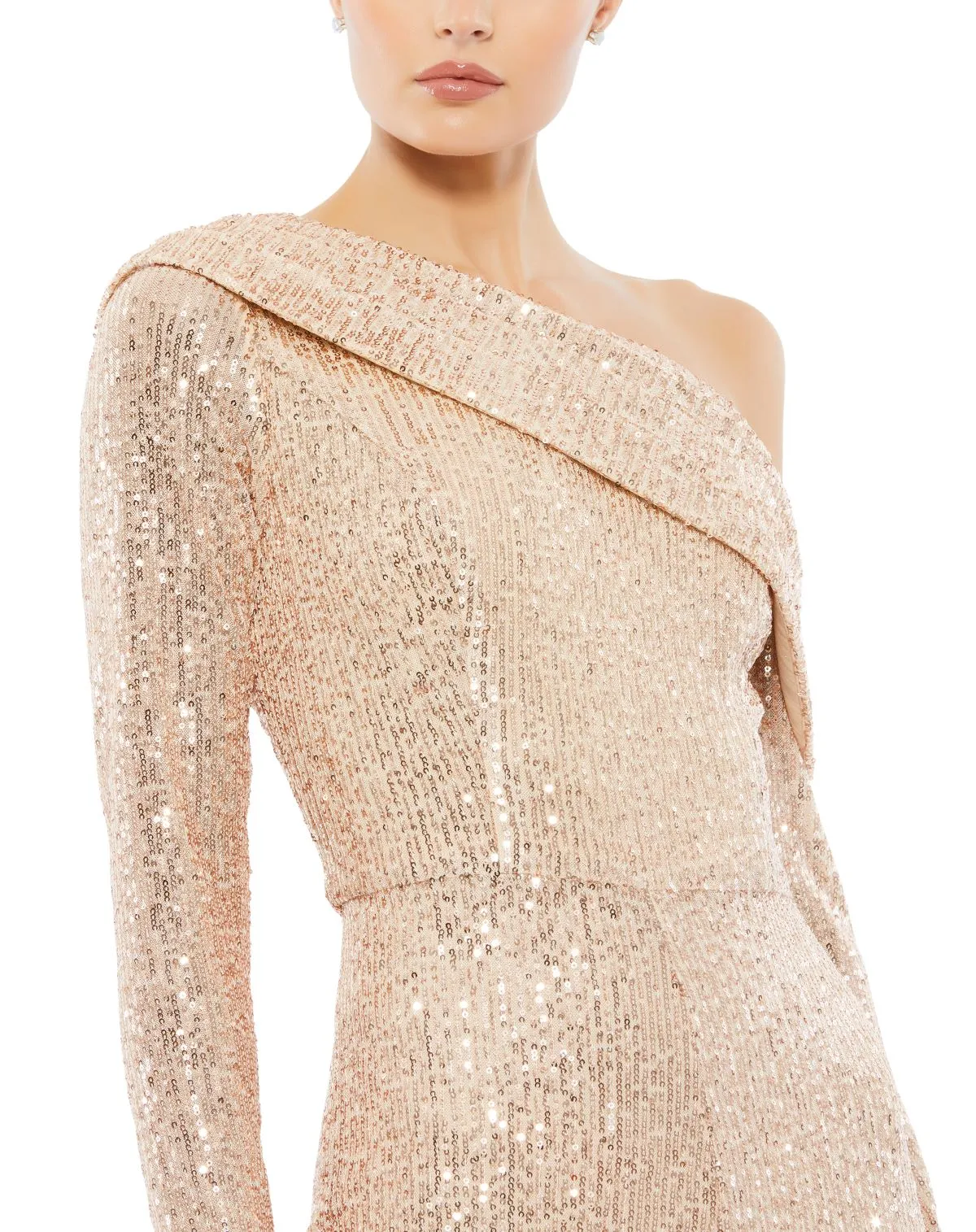 Sequined Drop Shoulder Long Sleeve Jumpsuit sold by Mac Duggal product image thumbnail 2