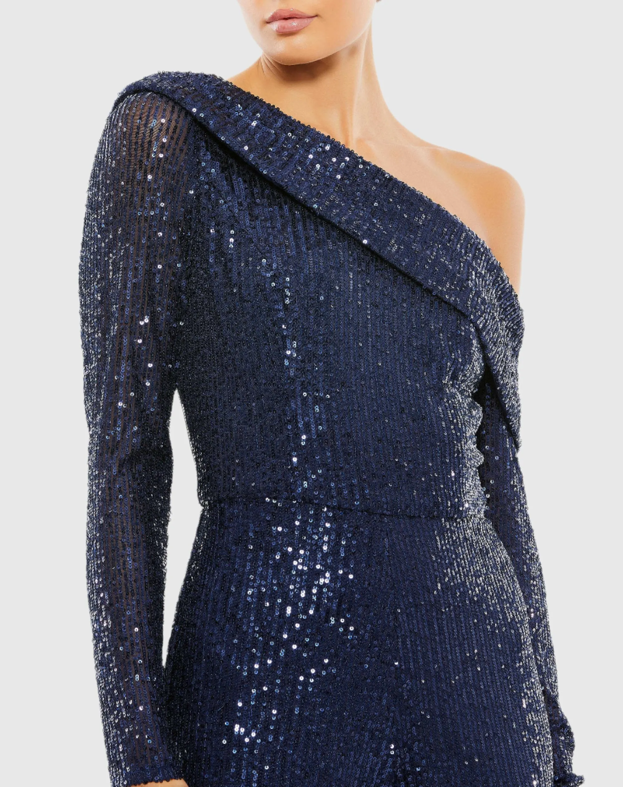 Sequined Drop Shoulder Long Sleeve Jumpsuit sold by Mac Duggal product image thumbnail 5