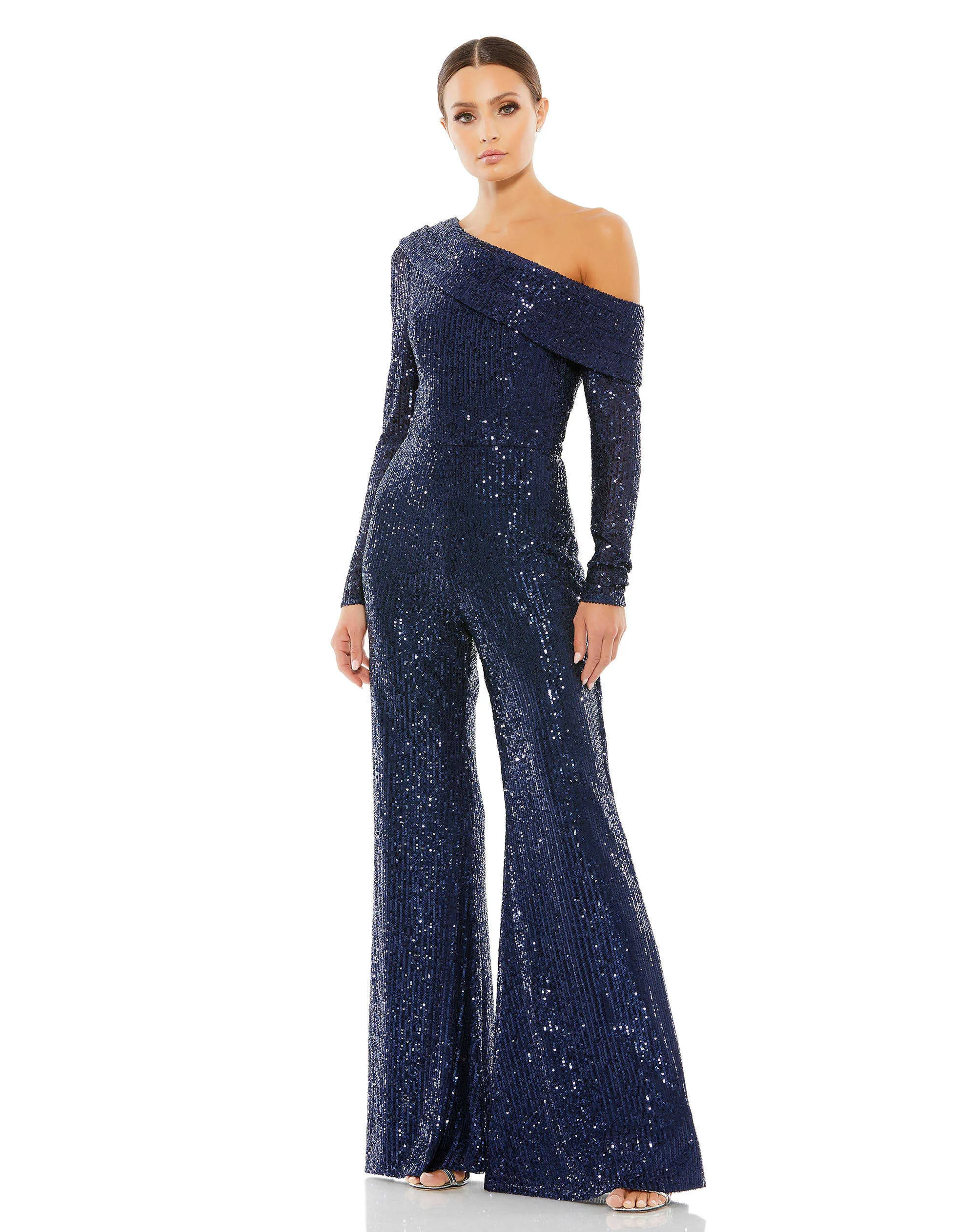 Sequined Drop Shoulder Long Sleeve Jumpsuit sold by Mac Duggal product image thumbnail 4