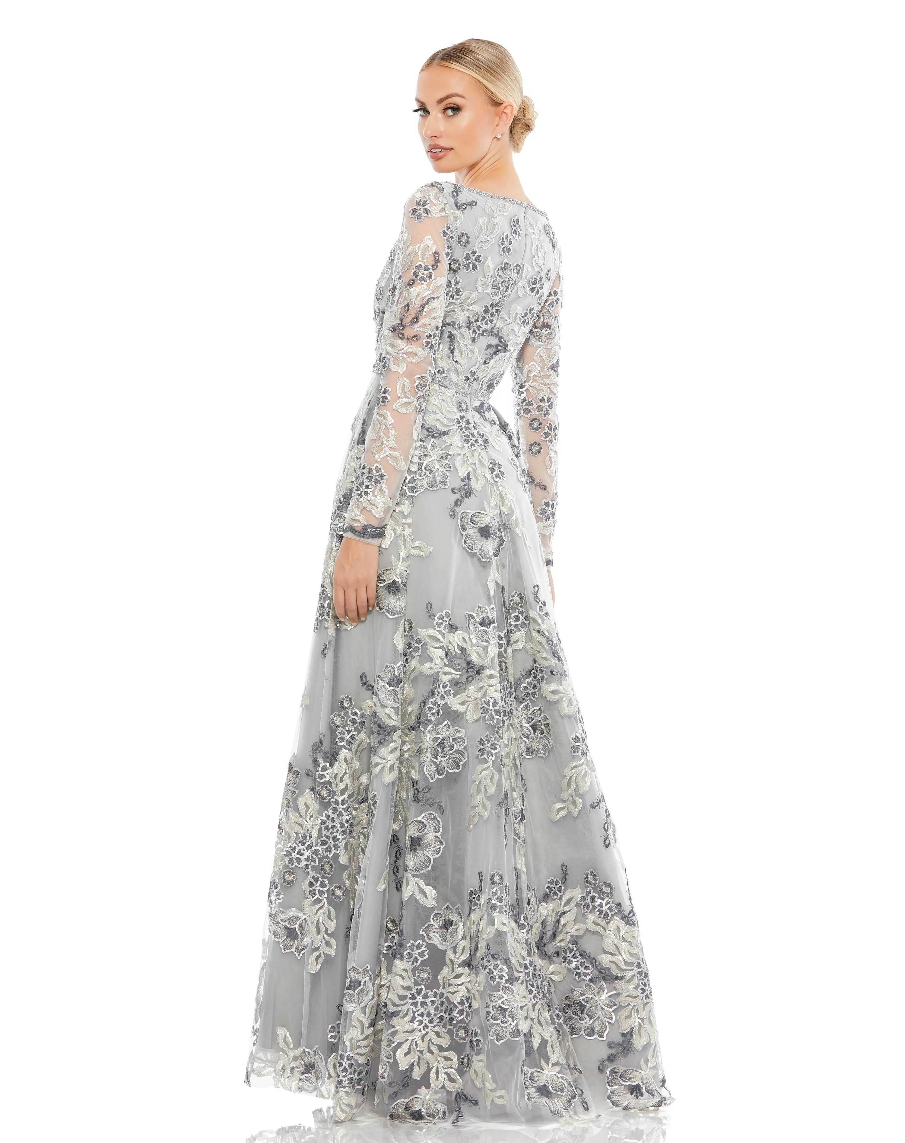 Floral Embellished Illusion Sleeve A-Line Gown sold by Mac Duggal product image thumbnail 2