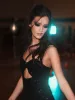 Black Sequined Spaghetti Strap Cut Out Jumpsuit - FINAL SALE sold by Mac Duggal