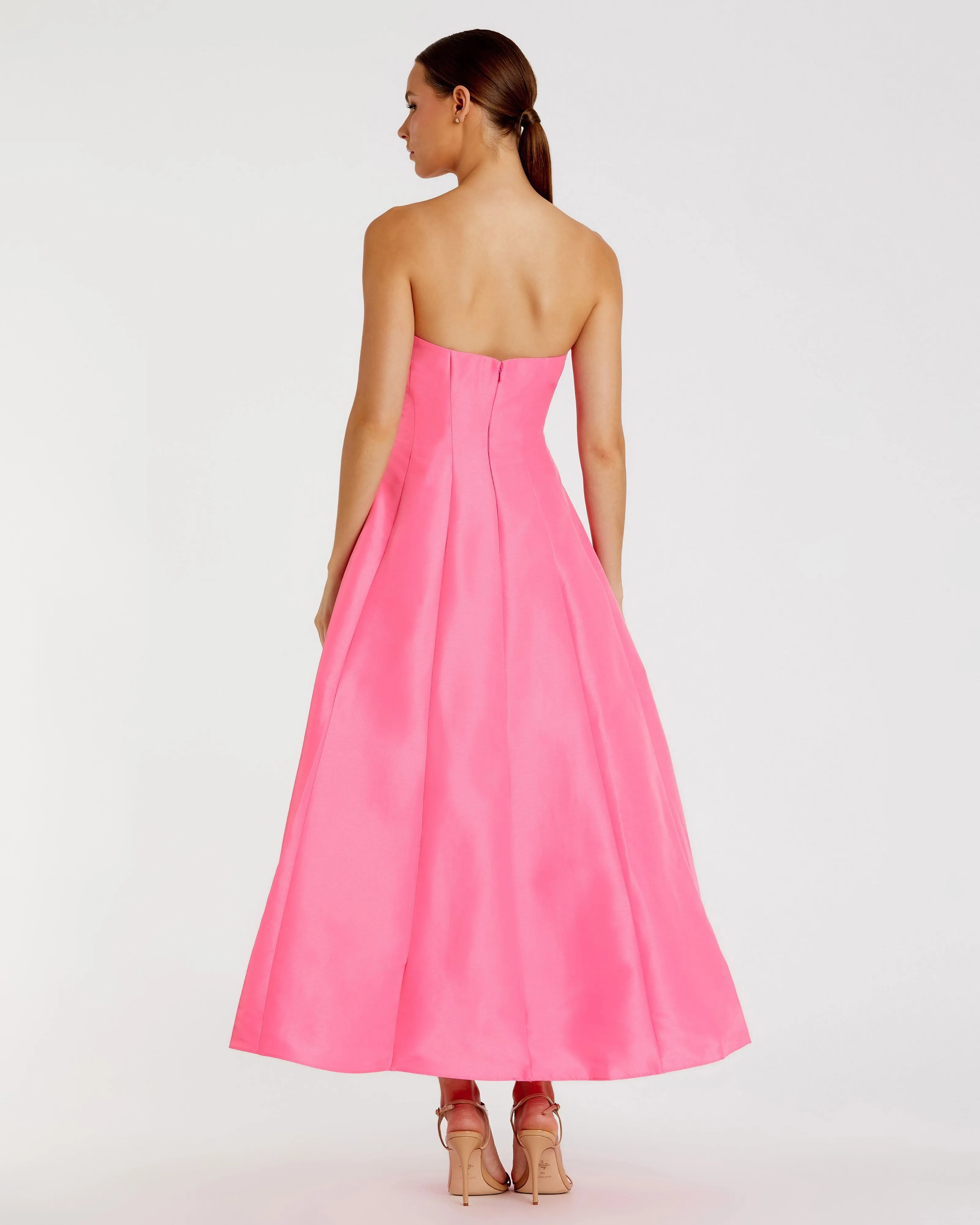 Pink Strapless A-Line Tea Length Statement Bow Dress sold by Mac Duggal product image thumbnail 3