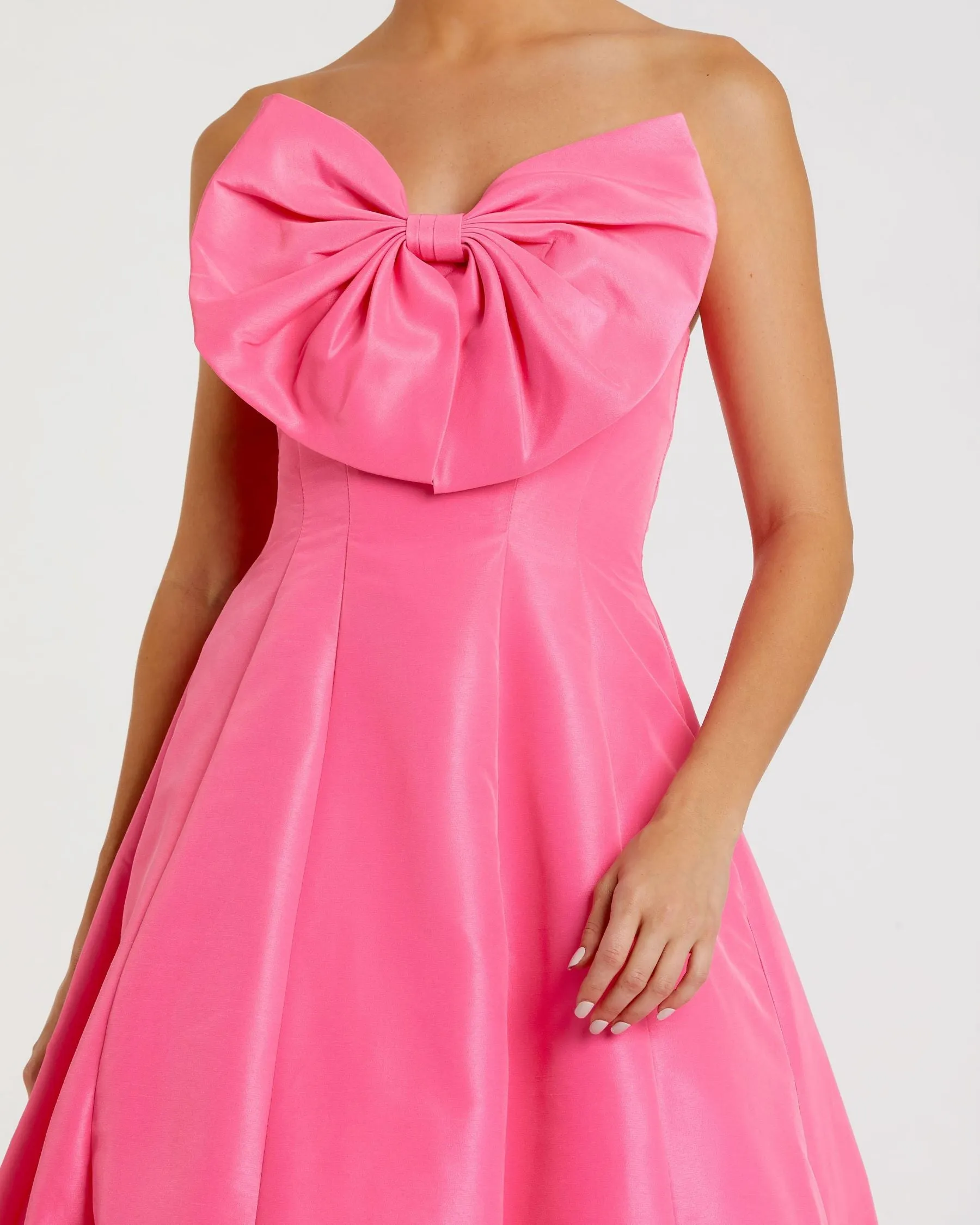 Pink Strapless A-Line Tea Length Statement Bow Dress sold by Mac Duggal product image thumbnail 2