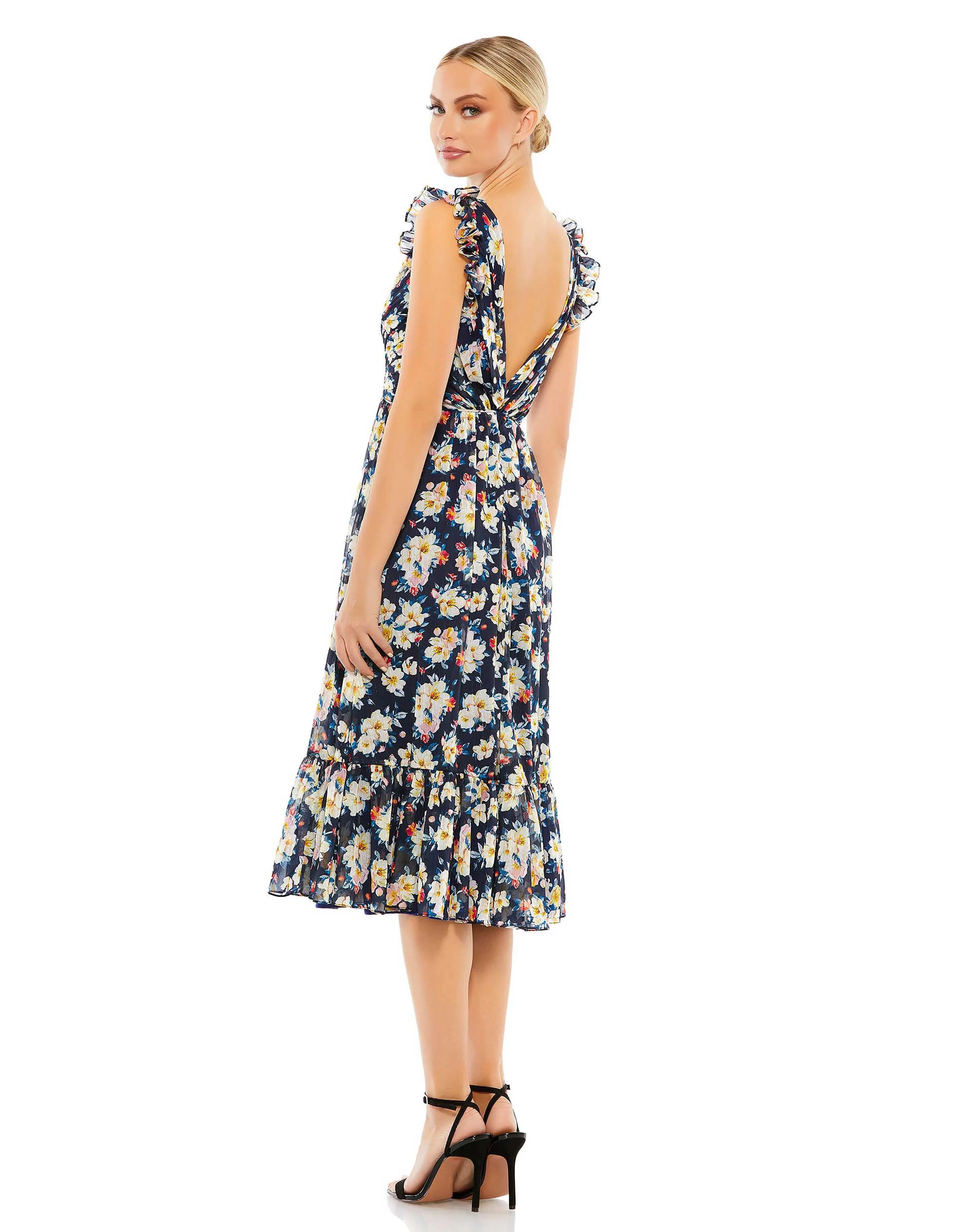 Flowy Floral Print V Neck Cap Sleeve Midi Dress - FINAL SALE sold by Mac Duggal product image thumbnail 2