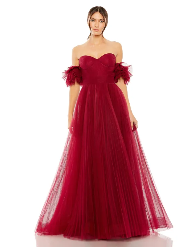 Off The Shoulder Tulle A Line Gown sold by Mac Duggal