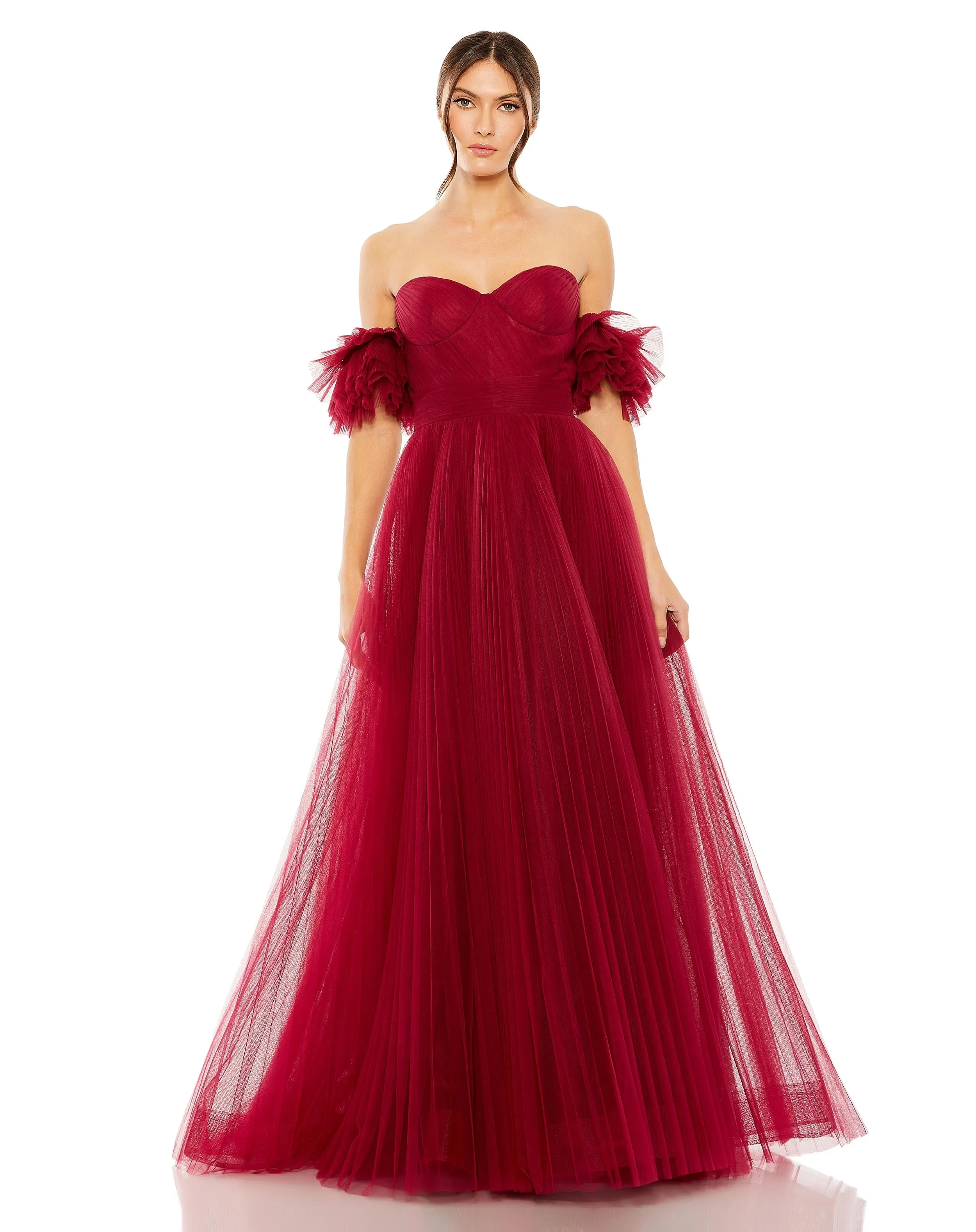 Off The Shoulder Tulle A Line Gown sold by Mac Duggal