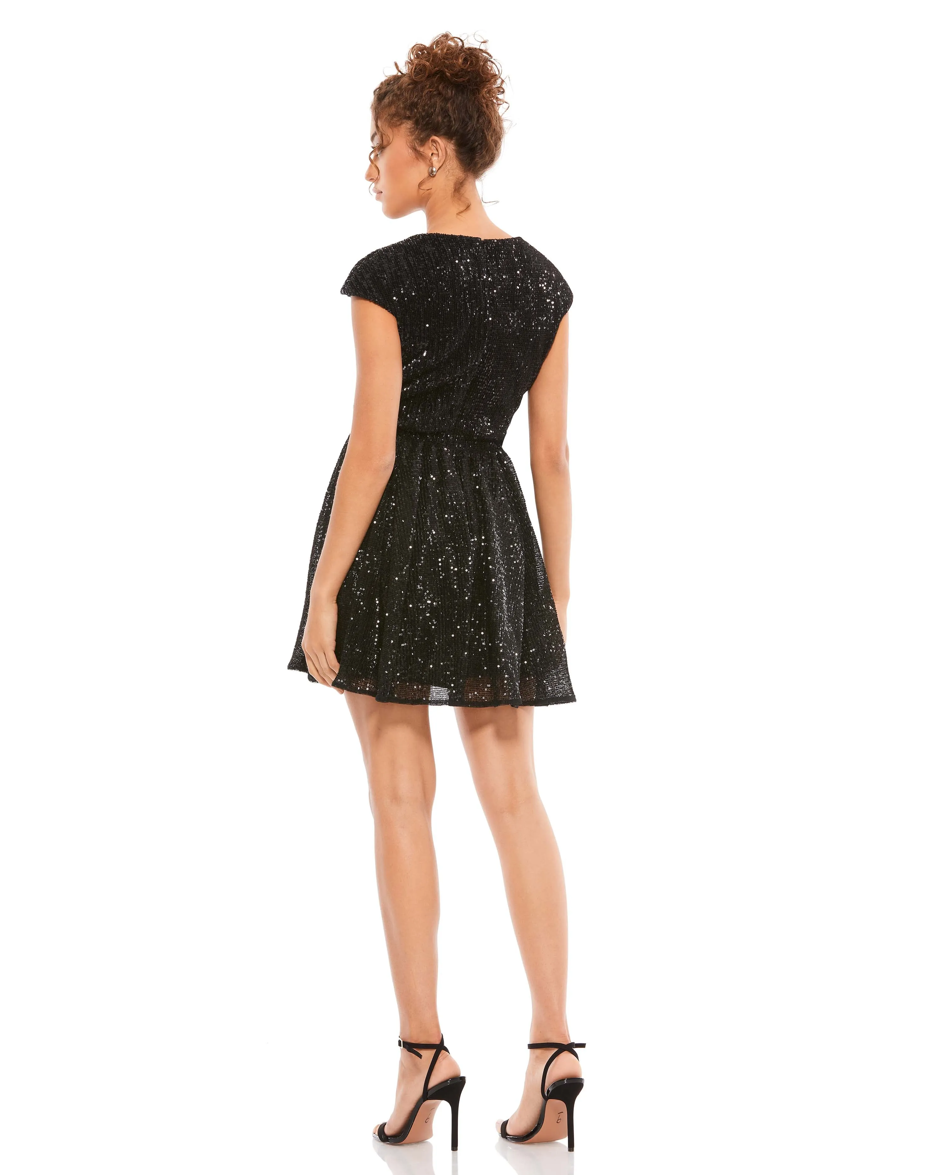 Sequined Cap Sleeve Fit & Flare Mini Dress sold by Mac Duggal product image thumbnail 2
