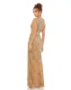 Brown Floral Beaded Cap Sleeve Evening Gown sold by Mac Duggal