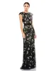 Brown Floral Beaded Cap Sleeve Evening Gown sold by Mac Duggal