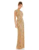 Brown Floral Beaded Cap Sleeve Evening Gown sold by Mac Duggal