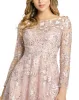 Long Sleeve Floral Embroidered Tea Length Dress sold by Mac Duggal