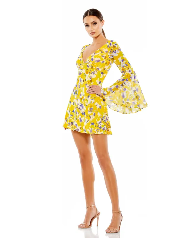Floral Bell Sleeve Mini Dress - FINAL SALE sold by Mac Duggal