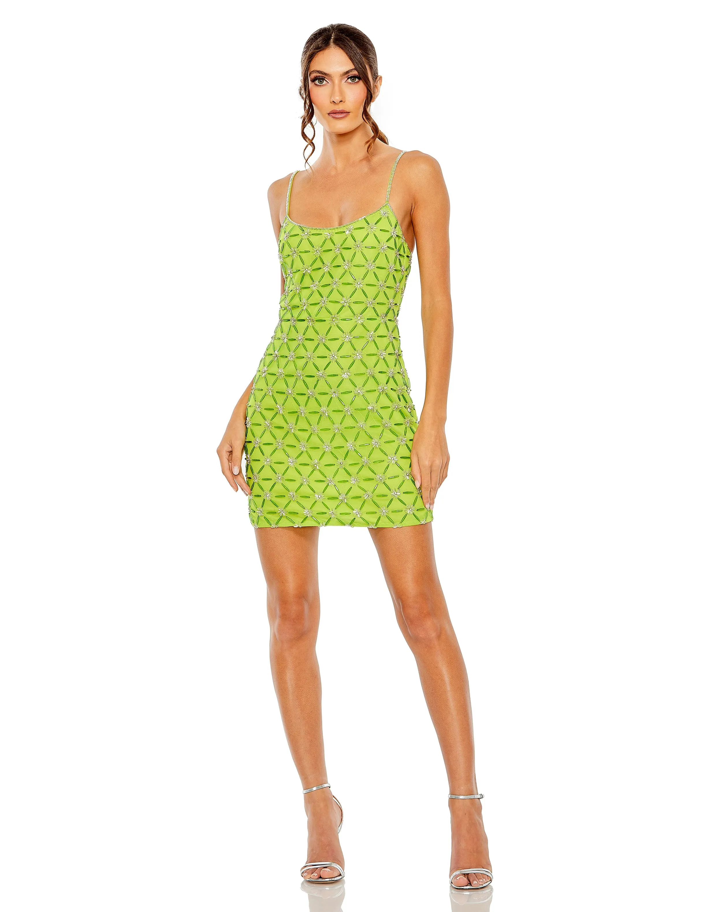 Green Scoop Neck Embellished Mini Dress sold by Mac Duggal product image thumbnail 4