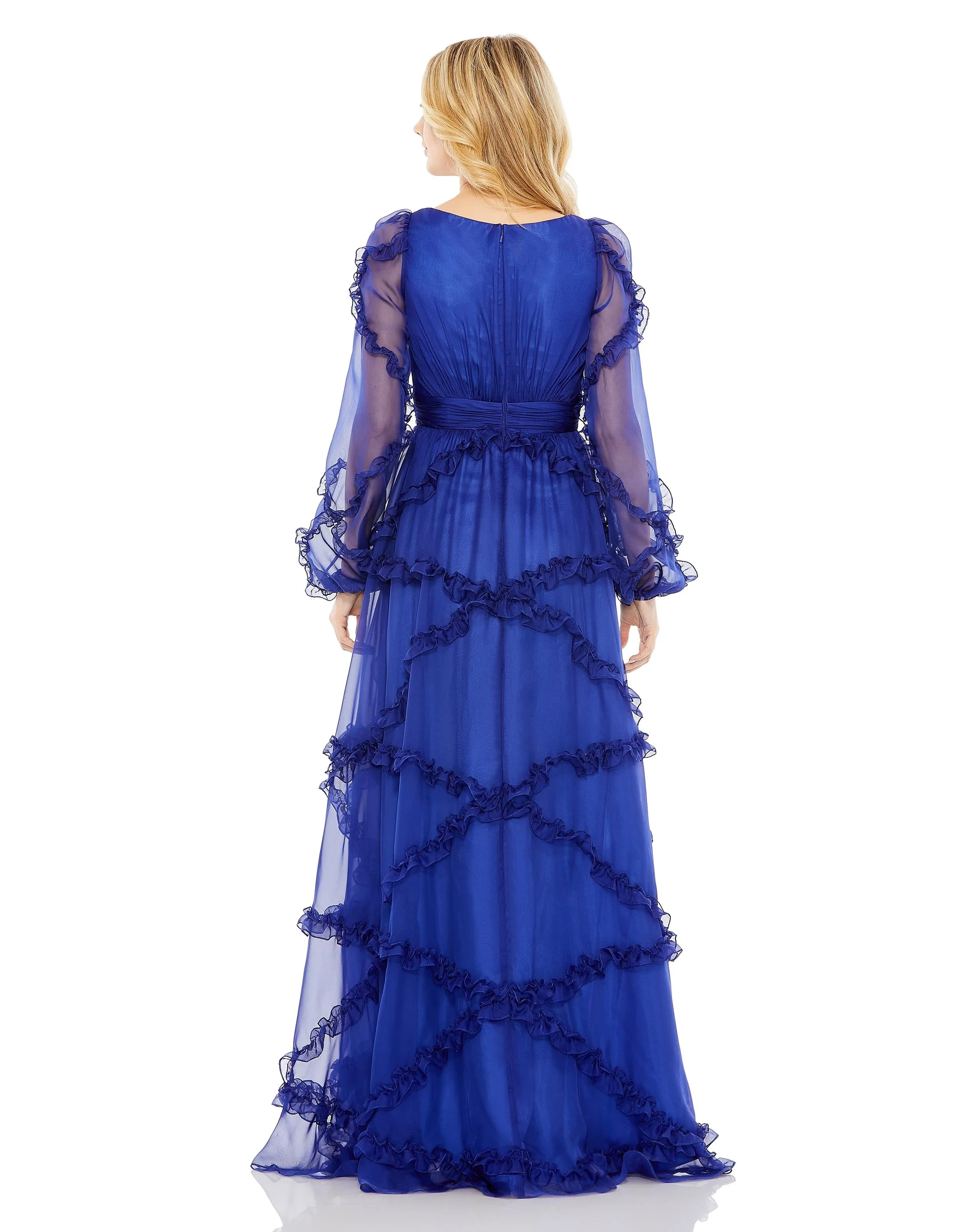 Cascading Ruffle Puff Sleeve A Line Gown sold by Mac Duggal product image thumbnail 3