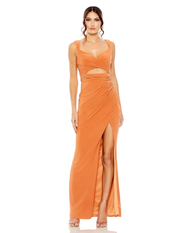 Cut Out Front Jersey Side Ruched Gown sold by Mac Duggal