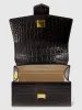 Black Buckled Mini Croco Leather Handbag with Detachable Strap sold by Mac Duggal