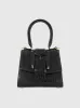 Black Buckled Mini Croco Leather Handbag with Detachable Strap sold by Mac Duggal