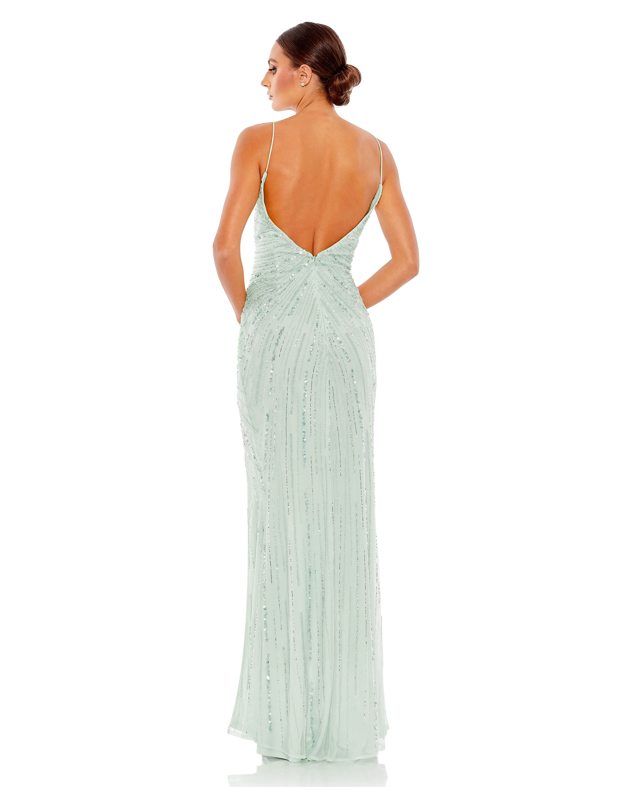 Blue Beaded Sleeveless Faux Wrap Gown sold by Mac Duggal product image thumbnail 3