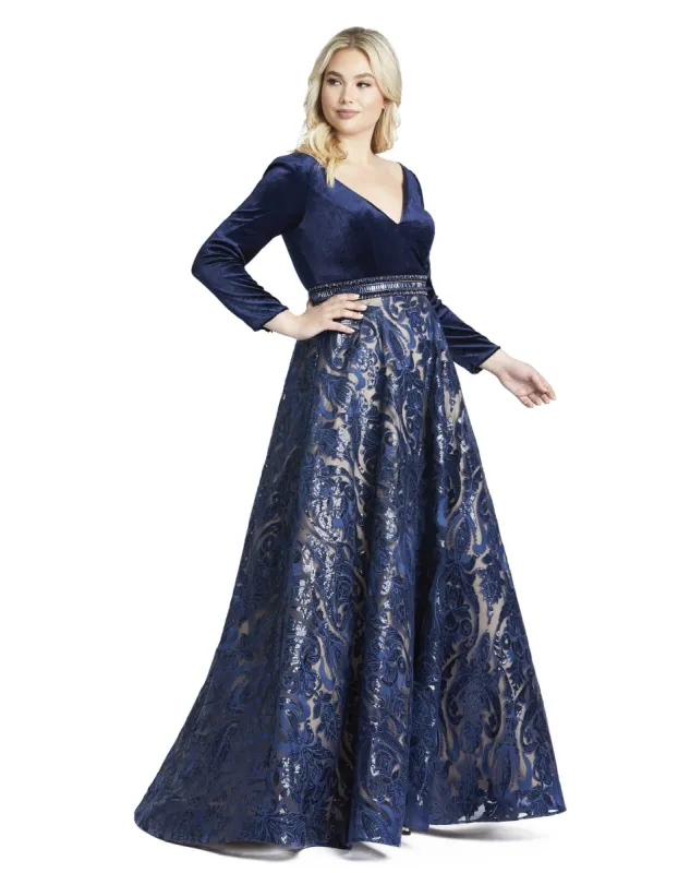 Midnight Velvet A-Line Evening Gown (Plus) sold by Mac Duggal
