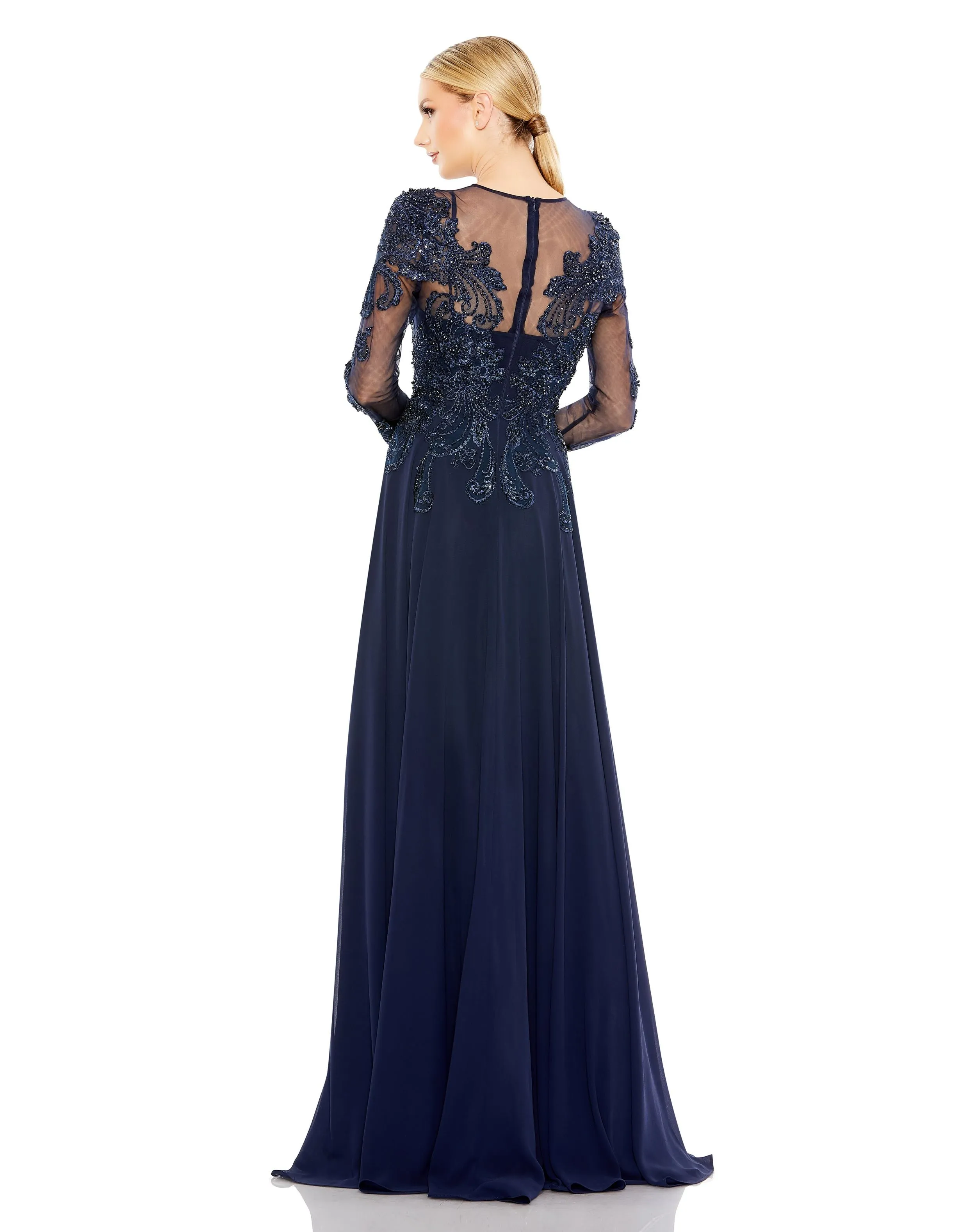 Beaded Applique Illusion High Neck Gown sold by Mac Duggal product image thumbnail 3
