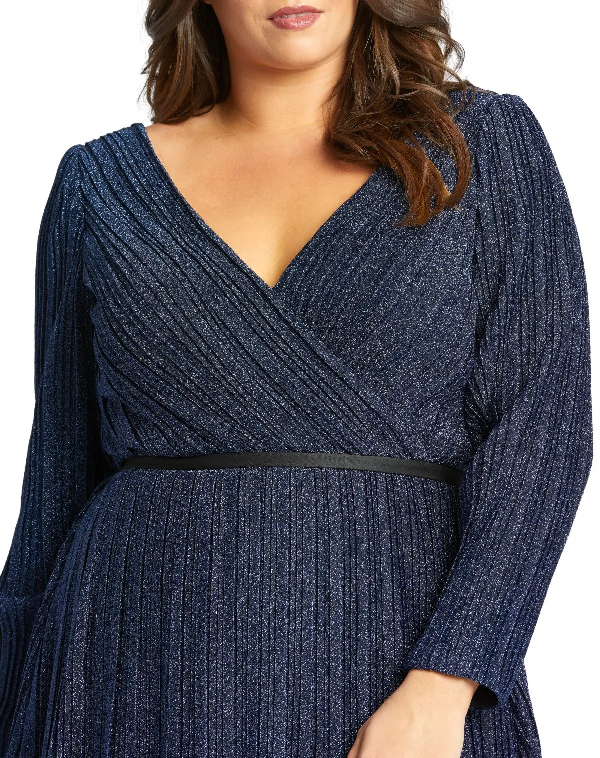 Navy Shimmering V-Neck Evening Gown (Plus) sold by Mac Duggal product image thumbnail 2