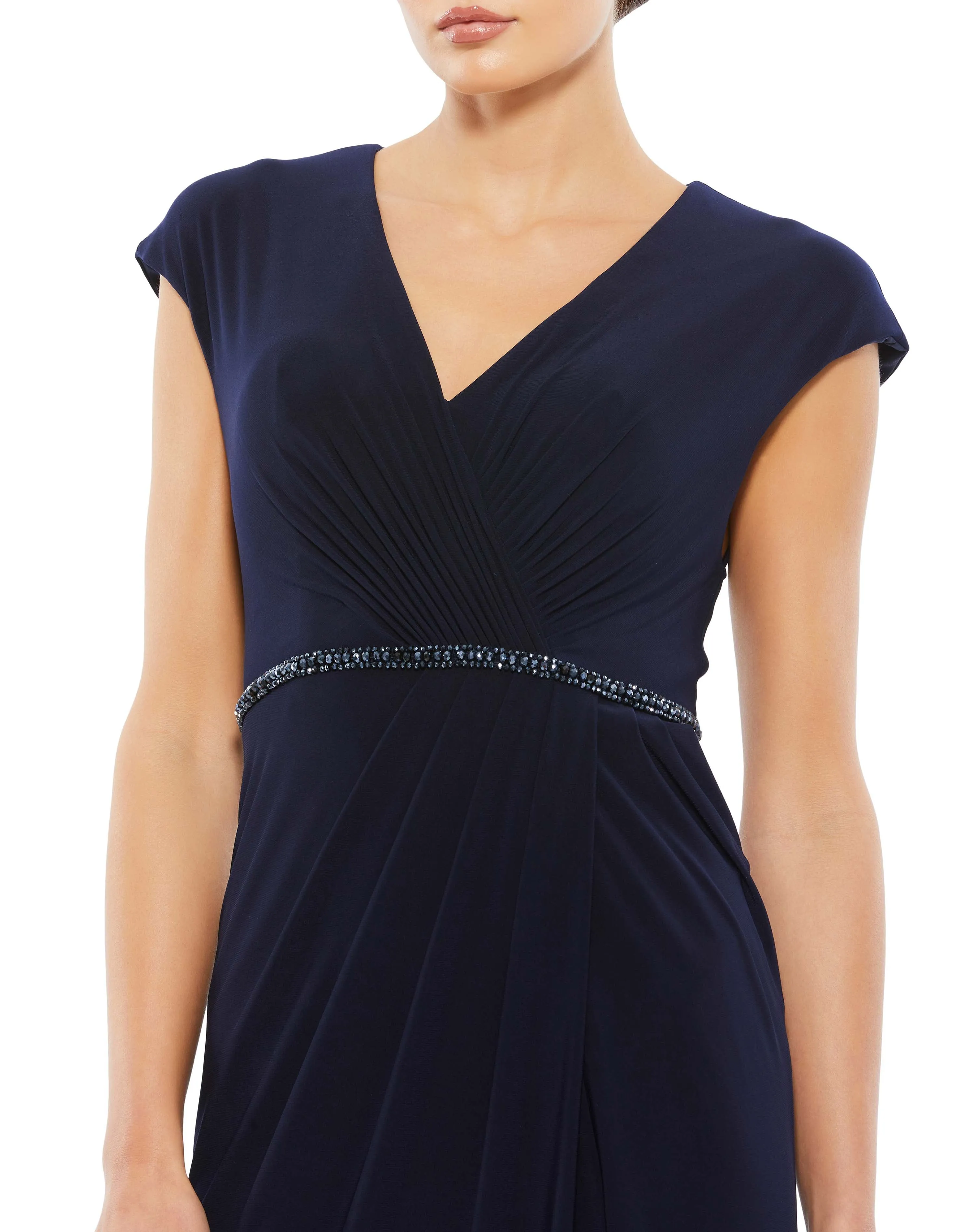 Faux Wrap V-Neck Cap Sleeve Gown sold by Mac Duggal product image thumbnail 3